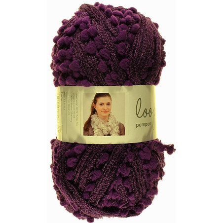 Laine écharpe Loopy pompon violet