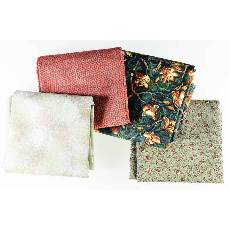 Lot de 4 coupons tissus patchwork vert