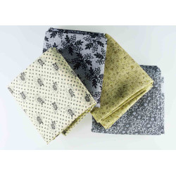 Lot de 4 coupons tissus patchwork beige gris